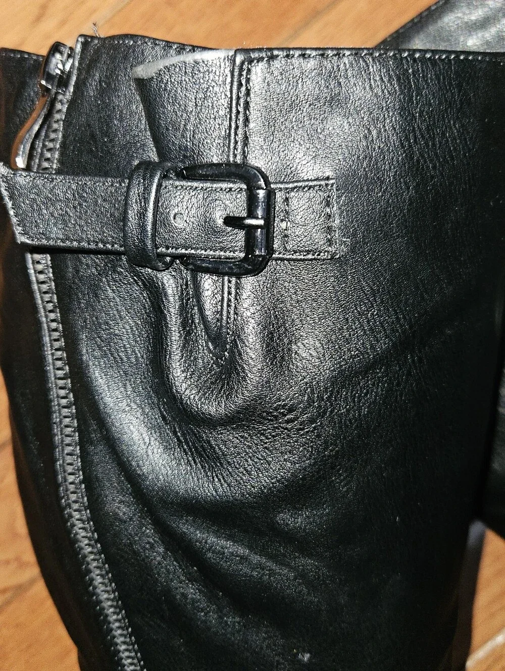 DREAM PAIRS Womens Tall Buckle Riding Boots Black Sz 8.5 Vegan Leather Wide Calf